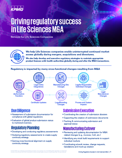 Driving regulatory success in life sciences M&A. 