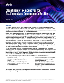 Clean Energy Tax Incentives for Tax-Exempt and Governmental Entities